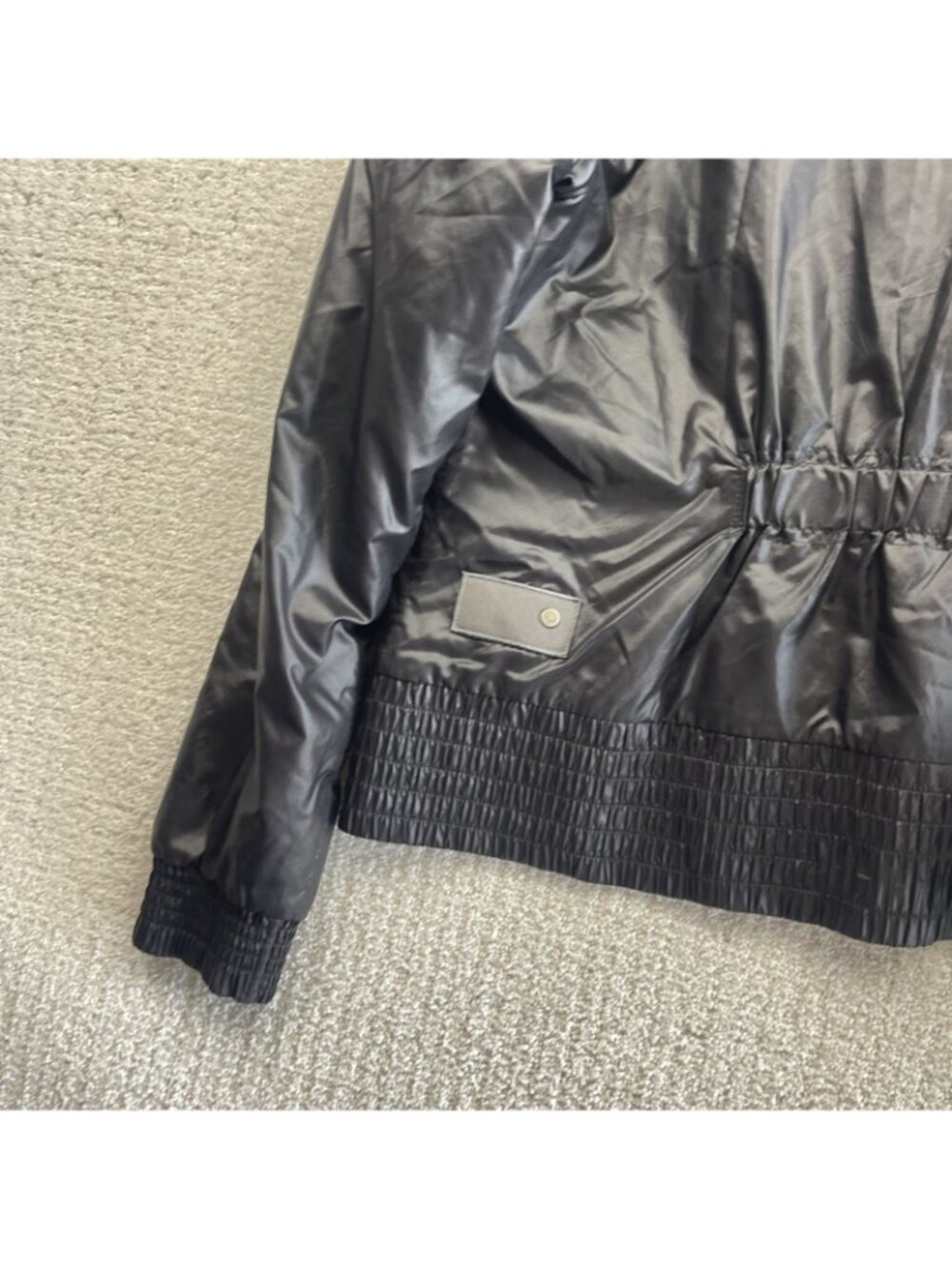 Y2K Puma Faux-Fur Hoodie Full Zip Jacket Shiny Satin Black Wom Sz L Hip Hop 2000 - Picture 11 of 12